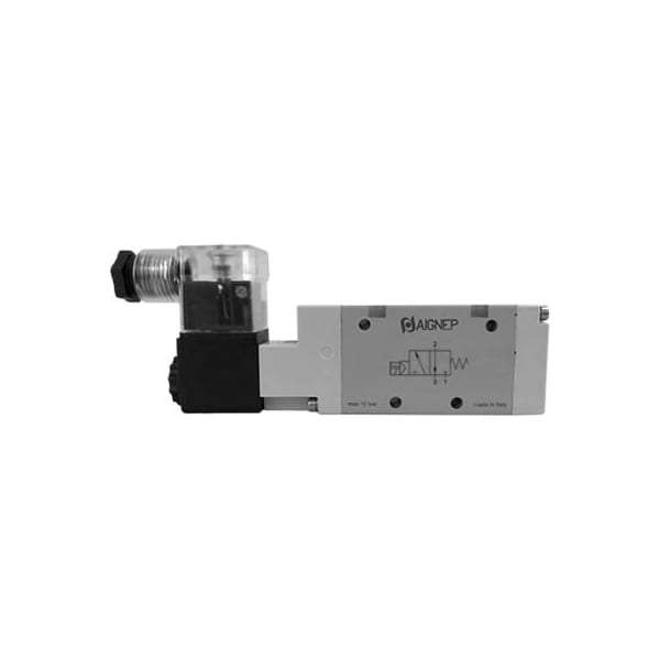 Alpha Technologies Aignep USA 3/2 Closed Single Solenoid Valve, Pilot/Spr Return G 1/4, 12V DC/3W Coil, LED Connection 01VS03NC030102 - main